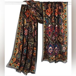 NWT The Metropolitan Museum of Art Persian Cartouche Burnout Shawl Rayon Silk